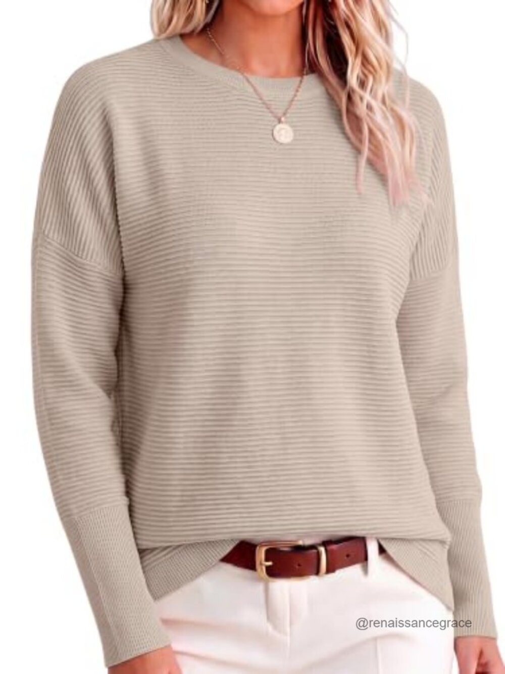 Oversized Long Batwing Sleeve Ribbed Knit Pullover Sweater